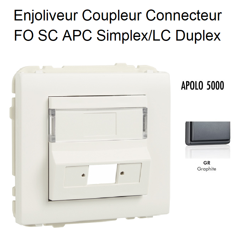 Enjoliveur Coupleur Connecteur fibre optique SC APC Simplex - LC Duplex Apolo 50449SGR Graphite