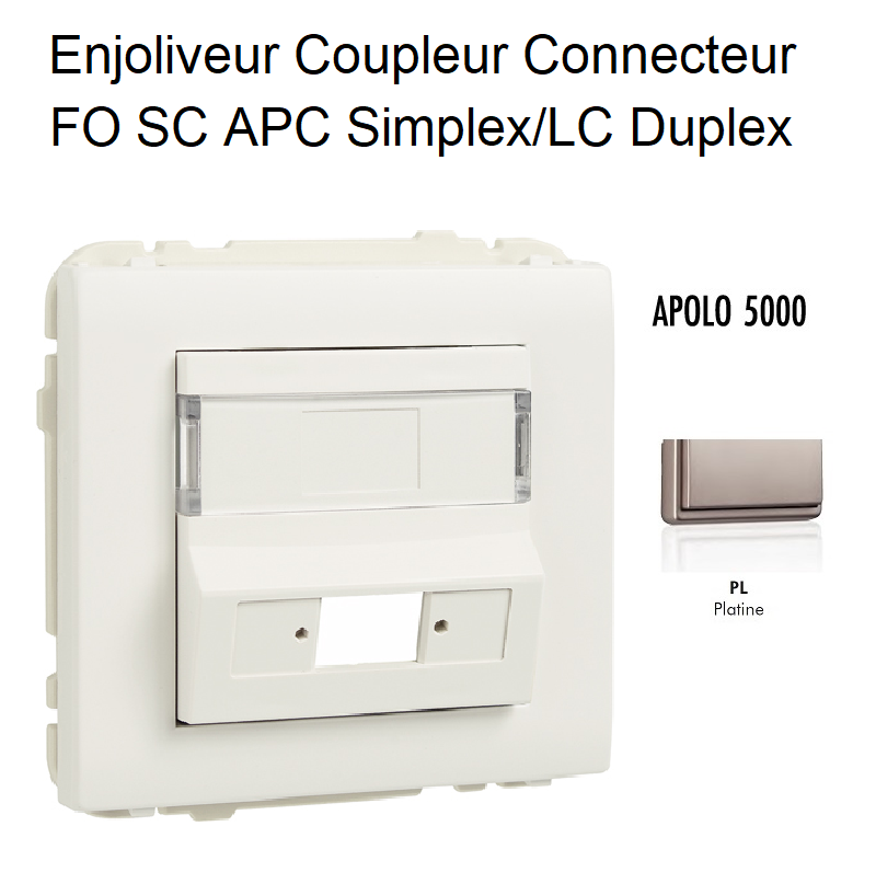 Enjoliveur Coupleur Connecteur fibre optique SC APC Simplex - LC Duplex Apolo 50449SPL Platine