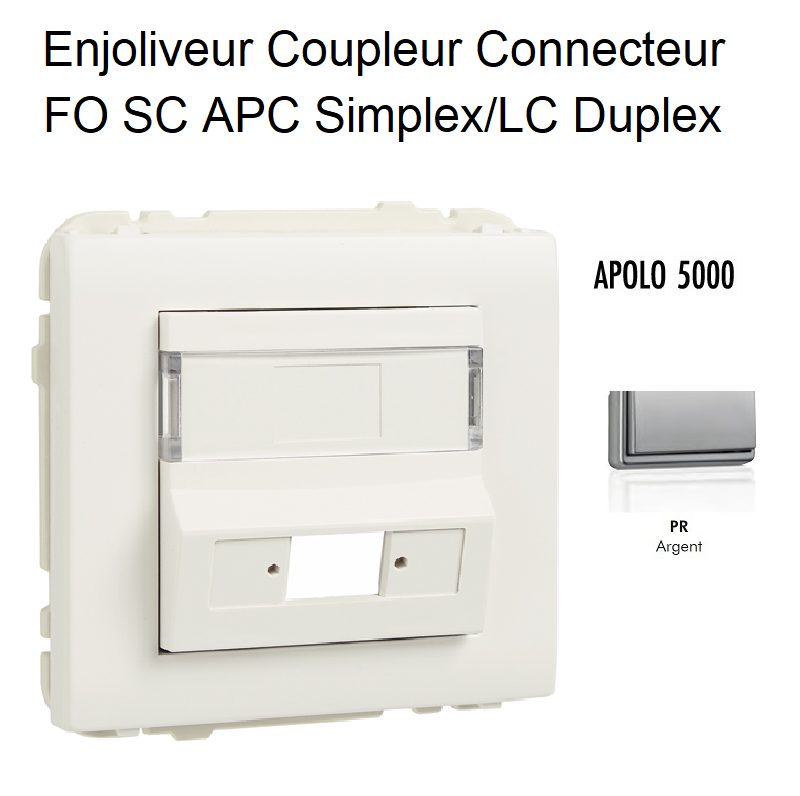 Enjoliveur Coupleur Connecteur fibre optique SC APC Simplex - LC Duplex Apolo 50449SPR Argent