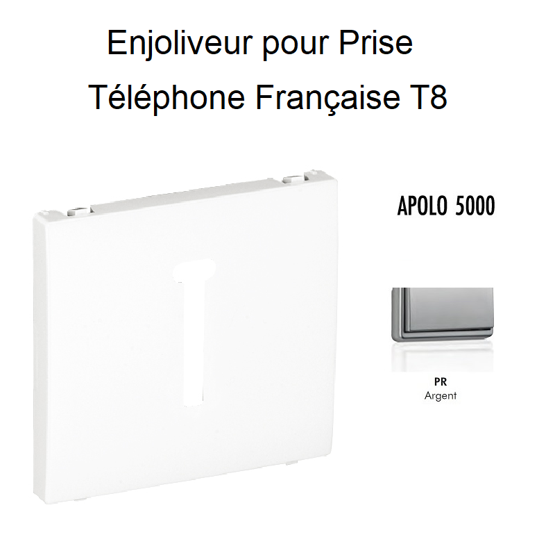 Enjoliveur pour prise de téléphone Française T8 Apolo 50718TPR Argent