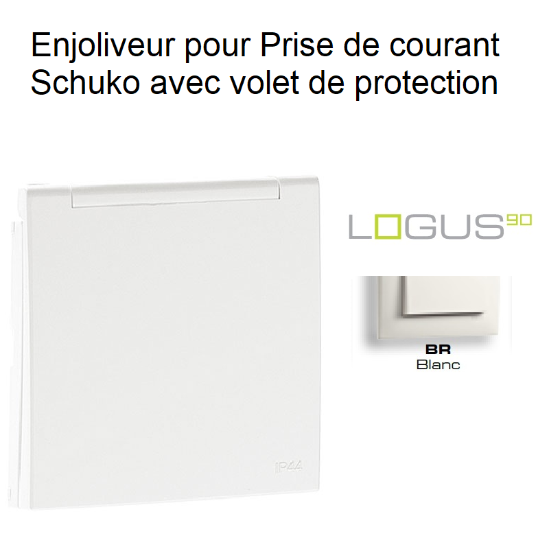 Enjoliveur pour Prise de courant schuko avec volet de protection Logus 90634TBR Blanc
