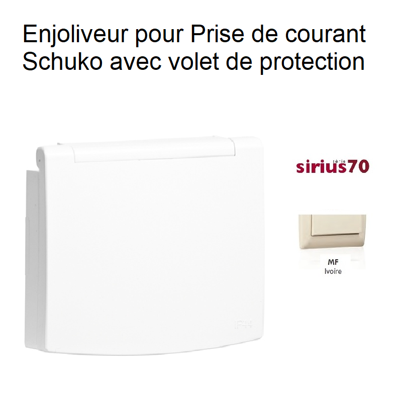 Enjoliveur pour prise de courant schuko avec volet de protection Sirius 70634TMF Ivoire