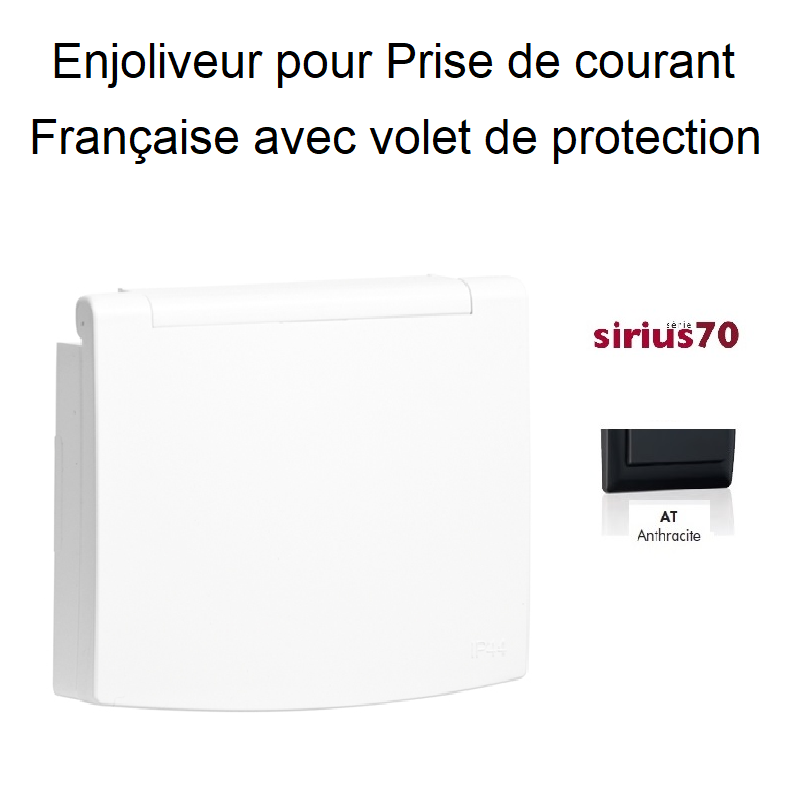 Enjoliveur pour prise de courant françasie avec volet de protection Sirius 70654TAT Anthracite