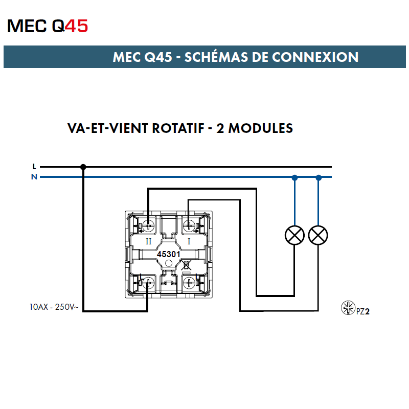 Va-et-Vient rotatif 2 modules Quadro 45301S-1