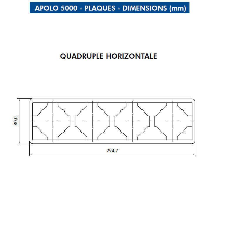 Dimension plaque quadruple horizontale apolo 50941T