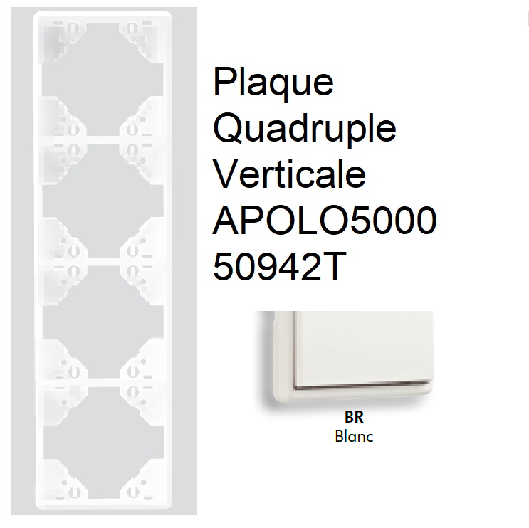 Plaque Quadruple Verticale APOLO5000 50942TBR BLANC