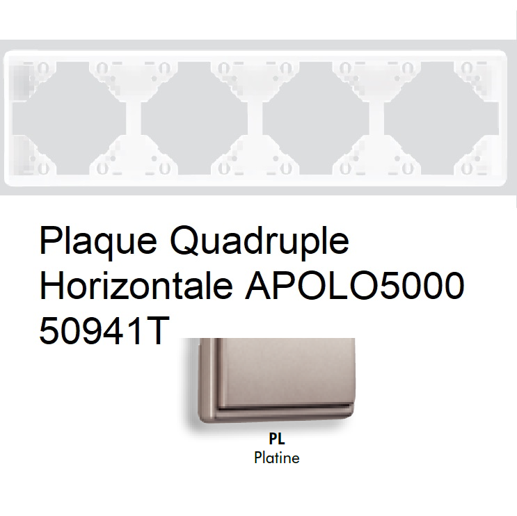 Plaque Quadruple Horizontale APOLO5000 50941TPL PLATINE
