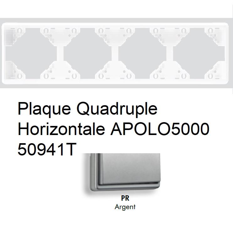 Plaque Quadruple Horizontale APOLO5000 50941TPR ARGENT