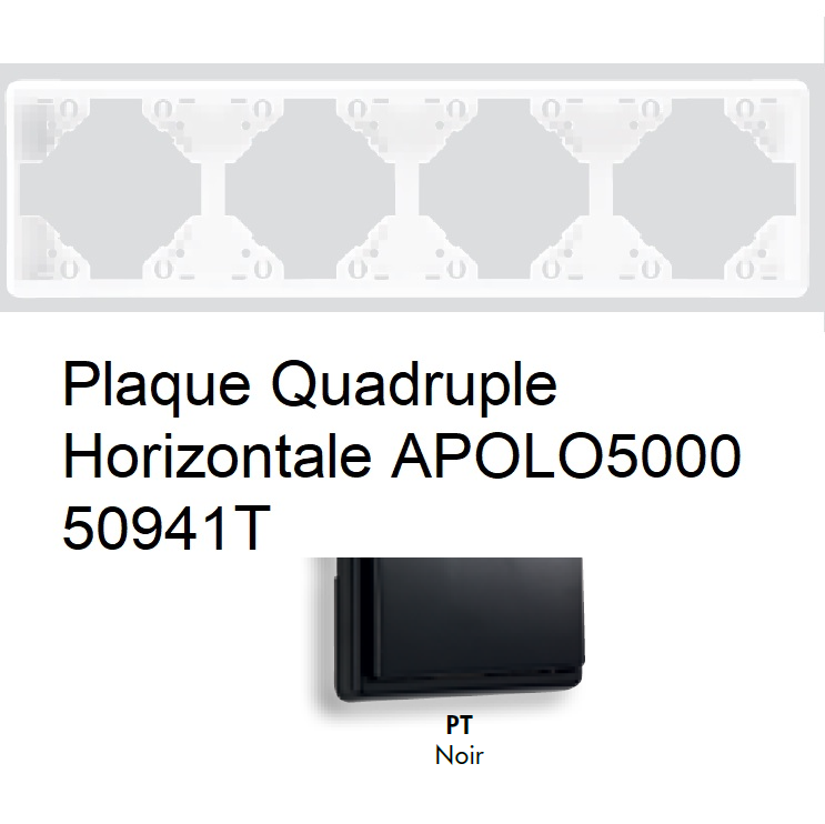 Plaque Quadruple Horizontale APOLO5000 50941TPT NOIR