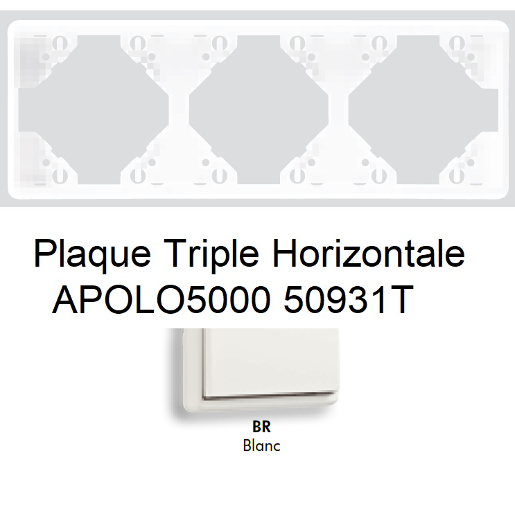 Plaque triple Horizontale APOLO5000 50931TBR BLANC