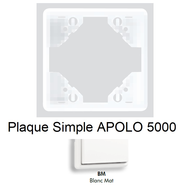 Plaque Simple APOLO5000 50910TBM BLANC MAT