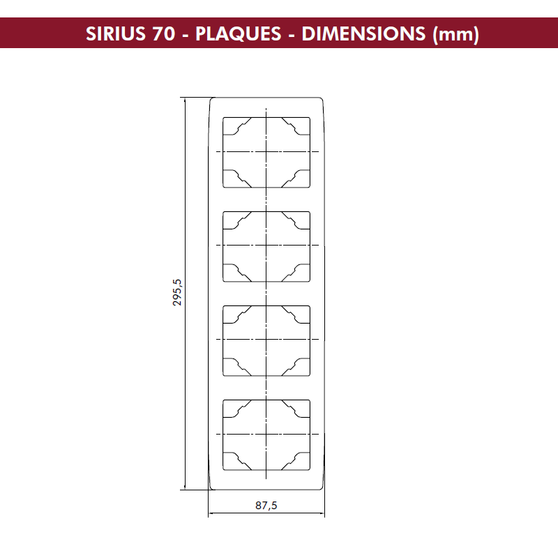 Dimension plaque Quadruple verticale 70942