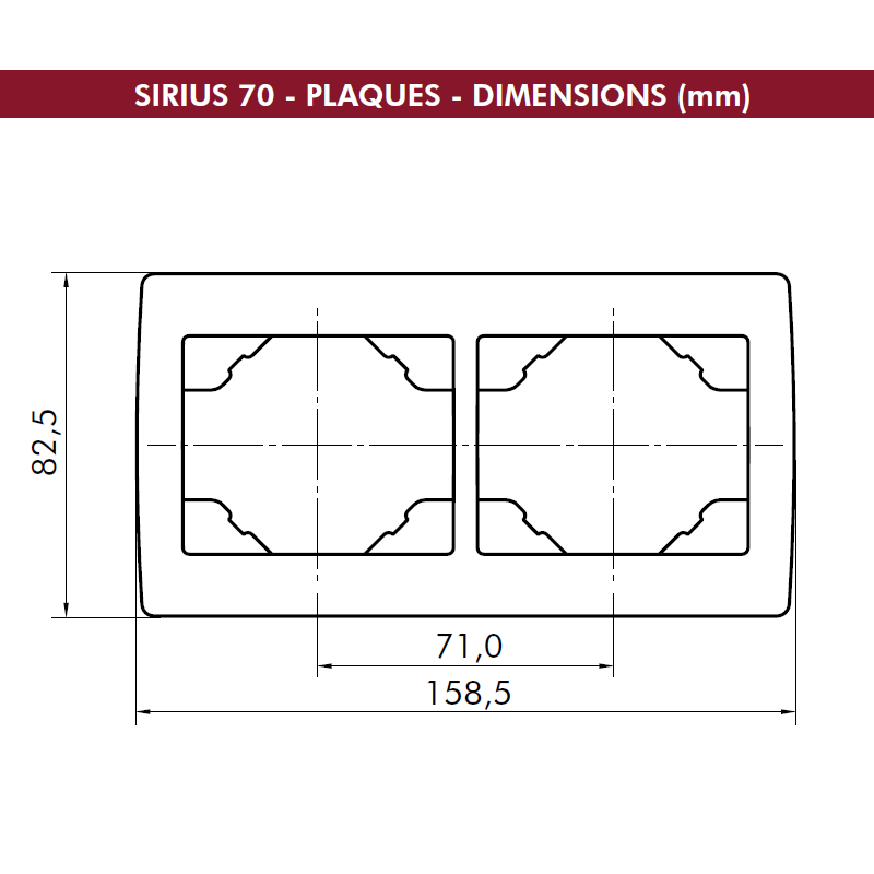 Dimension plaque dpuble horizontale 70921