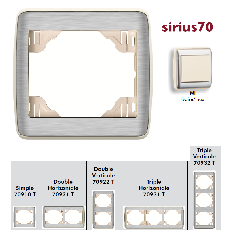 Plaque Sirius70 Métal - Ivoire/Inox