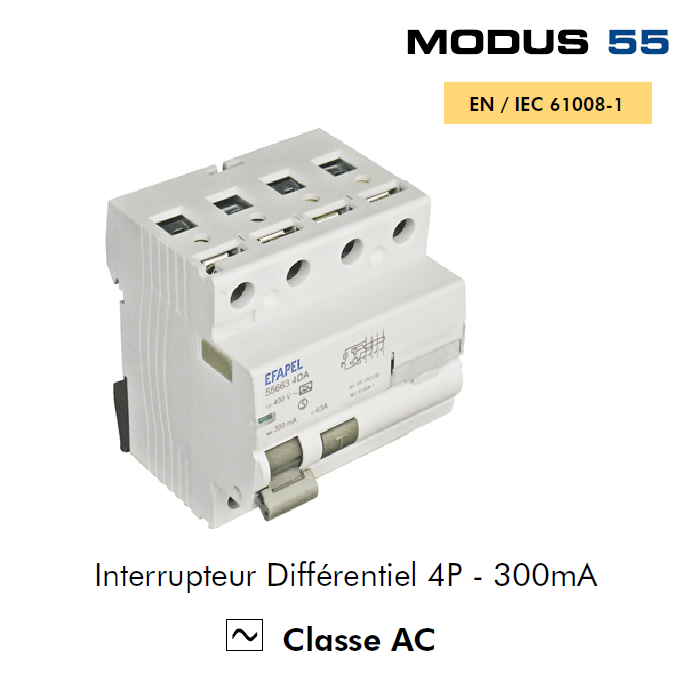 Interrupteur Différentiel 4P 300mA Classe AC 4DC