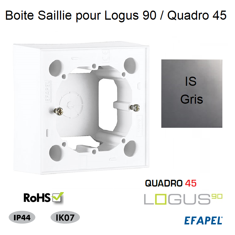 Boite Saillie pour Logus90 ou série Quadro 45 pour goulotte série 10 Moulures 10976AIS