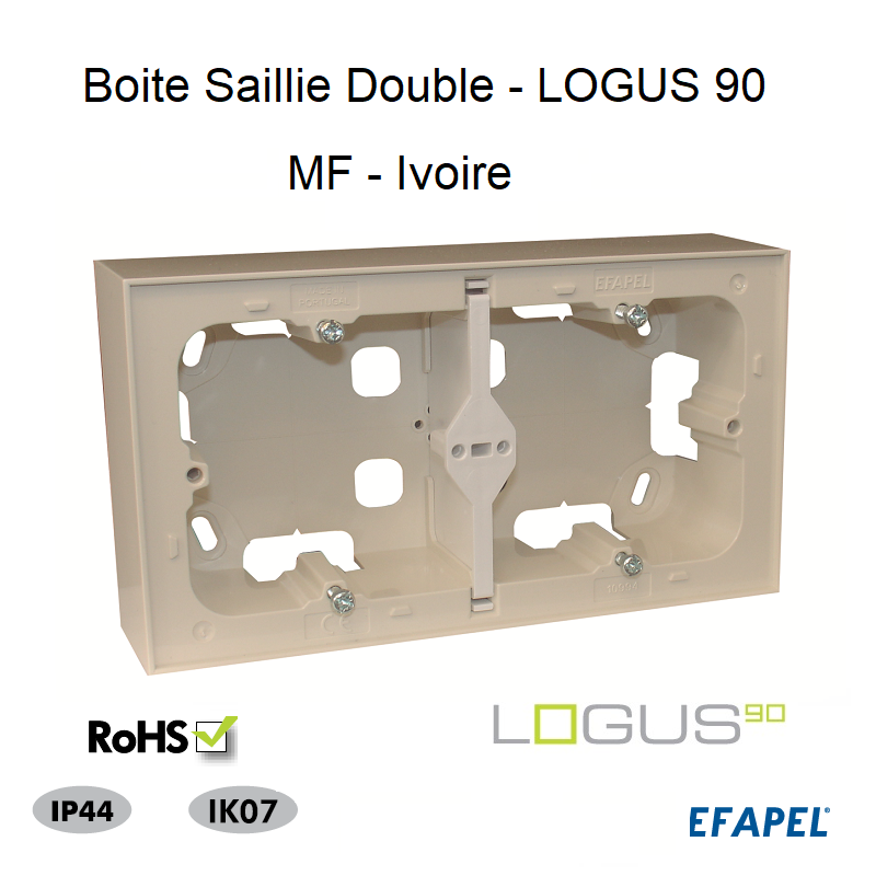 Boite Saillie Double pour Série Logus 90 - IVOIRE