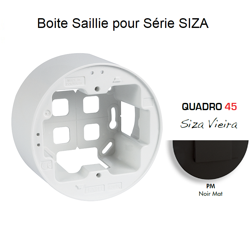 Boite Saillie pour Série Quadro 45 Siza - NOIR MAT