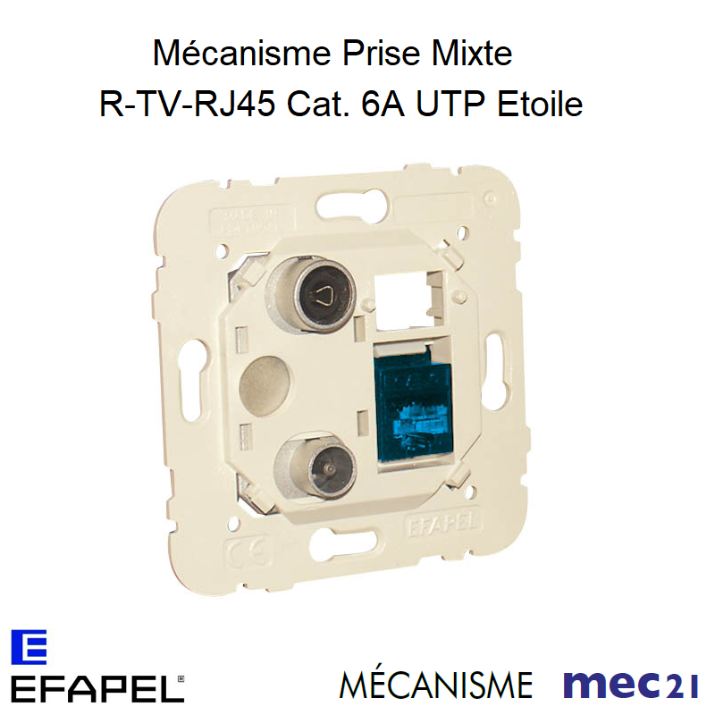 Mécanisme Prise R-TV-RJ45 Cat. 6A UTP étoile