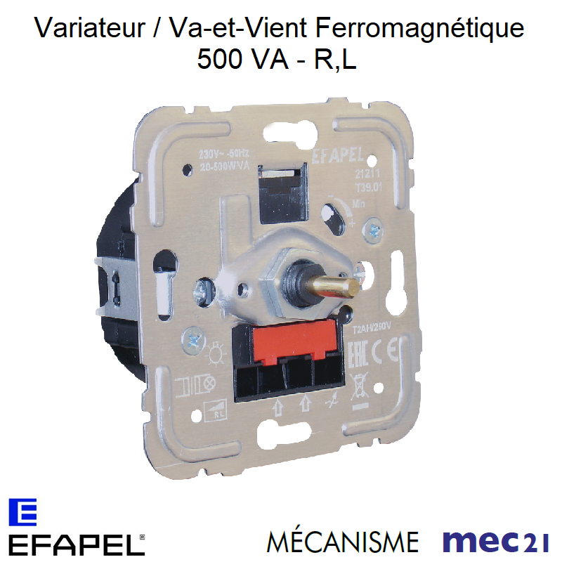 Mécanisme variateur va-et-vient ferromagnétique 500VA R L mec 21211