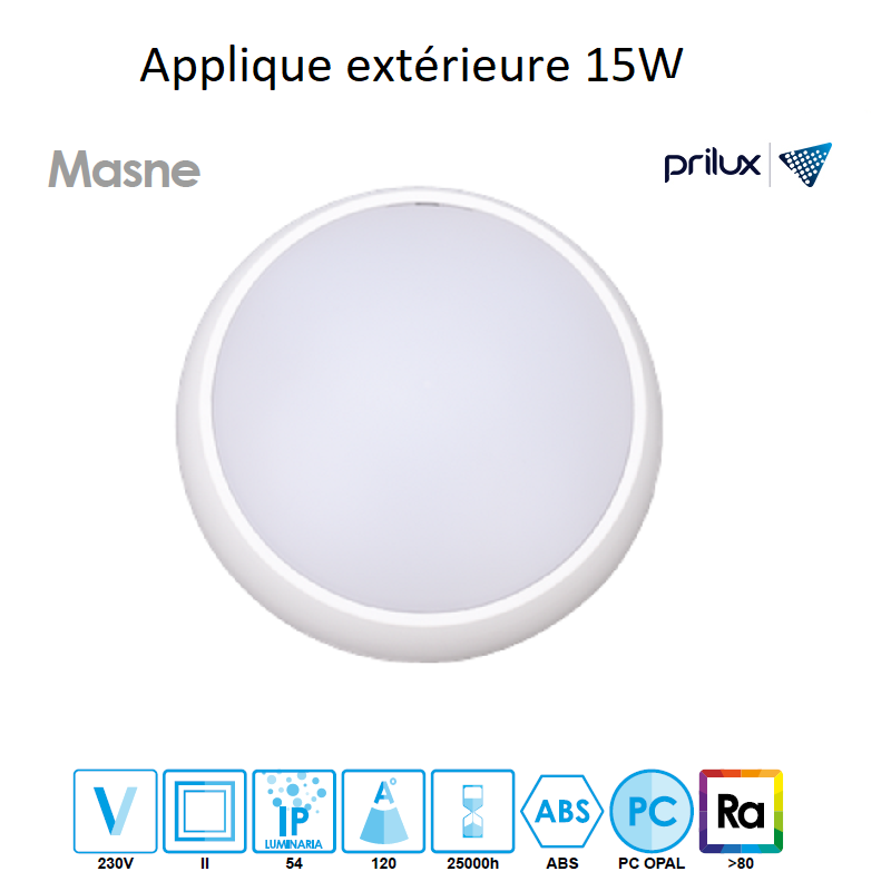 Applique hublot LED 15W MASNE L - BLANC