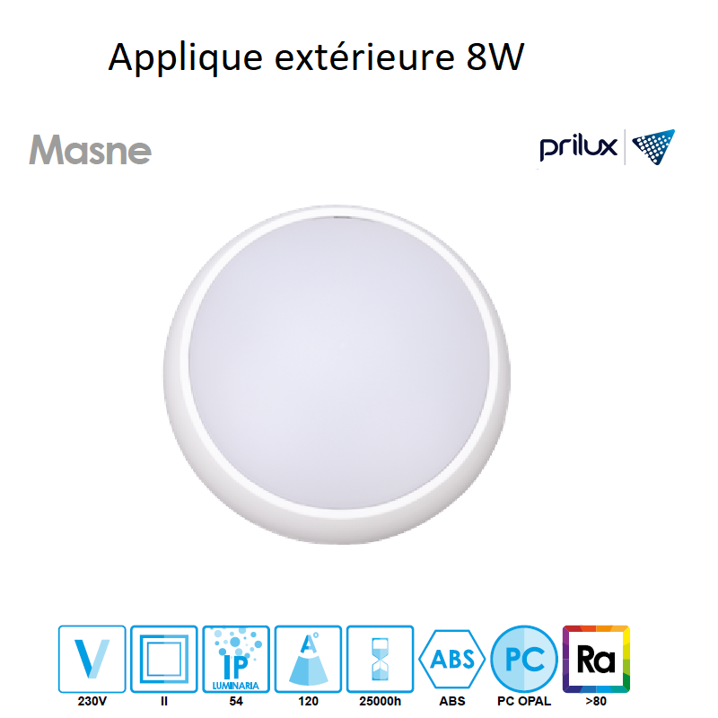 Applique hublot LED 8W MASNE S - BLANC