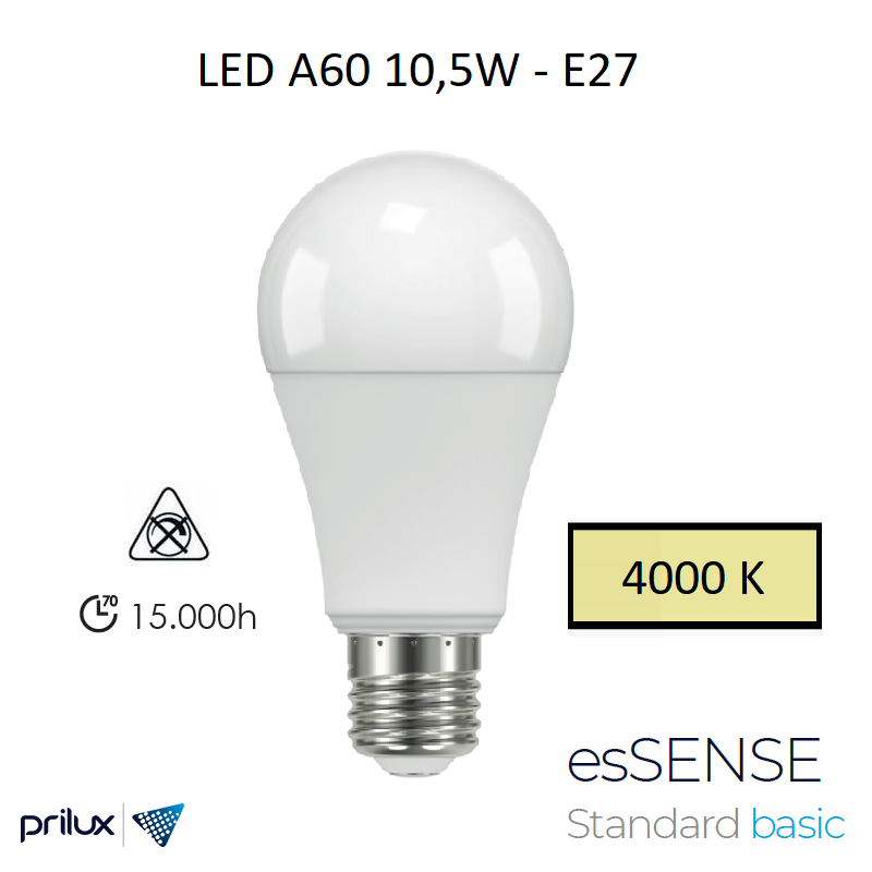 Ampoule LED A60 10,5W E27 - 4000 kelvin
