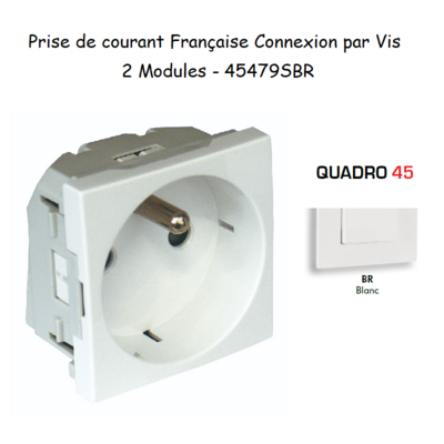 Prise de courant française droite 90° 2 modules Quadro 45479SBR Blanc