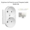 Enjoliveur pour Prise de courant française double avec protection Logus 90656TGE Glace