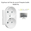 Enjoliveur pour Prise de courant française double avec protection Logus 90656TAL Alumine