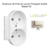 Enjoliveur pour Prise de courant française double avec protection Logus 90656TPE Perle