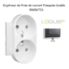 Enjoliveur pour Prise de courant française double avec protection Logus 90656TIS Gris