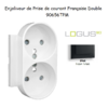 Enjoliveur pour Prise de courant française double avec protection Logus 90656TPM Noir MAT