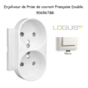 Enjoliveur pour Prise de courant française double avec protection Logus 90656TBR Blanc
