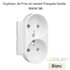 Enjoliveur pour Prise de courant française double avec protection Logus 90656TBR Blanc