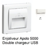 Enjoliveur Blanc double chargeur usb apolo50673TBR