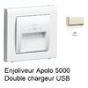 Enjoliveur Ivoire double chargeur usb apolo50673TMF