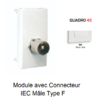 Module avec connecteur IEC Mâle Type F Quadro 45982SBM Blanc MAT