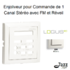 Enjoliveur pour commande de 1 canal stéréo avec FM et Réveil logus90 90709TBR Blanc