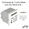 Commande de 1 canal Stéréo avec FM, Réveil et IR 2 modules quadro45 45370SBM Blanc MAT