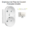 Enjoliveur pour Prise de courant française double avec protection Logus 90656TBR Blanc