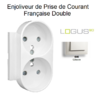Enjoliveur pour Prise de courant française double avec protection Logus 90656TGE Glace