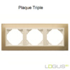 Plaque triple metallo logus90 efapel 90930TOP Or Perle