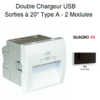 Double Chargeur USB Sorties20° TypeA 2 modules Quadro 45384SPM Noir MAT