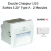 Double Chargeur USB Sorties20° TypeA 2 modules Quadro 45384SBM Blanc MAT