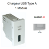 Chargeur USB TypeA 1 module Quadro 45383SAL Alumine