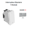 Interrupteur Bipolaire 1 module Quadro 45020SAL Alumine