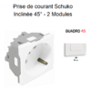 Prise de courant schuko inclinée 45° 2 modules Quadro 45132SBR Blanc