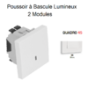 Poussoir à bascule Lumineux 2 modules Quadro 45152SBR Blanc