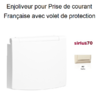 Enjoliveur pour prise de courant françasie avec volet de protection Sirius 70654TMF Ivoire